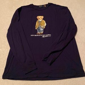 Polo long sleeve navy tee large
